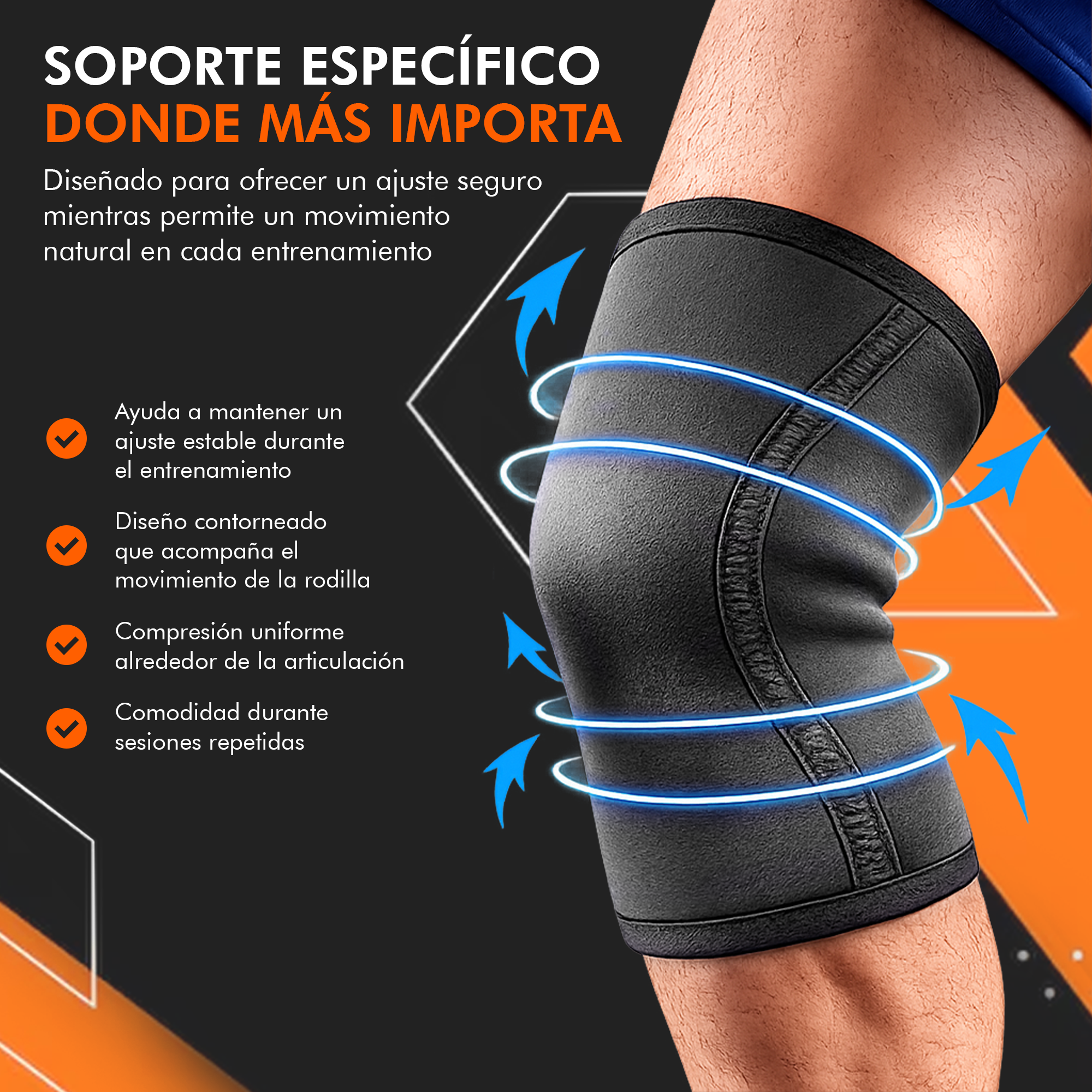 Características de Rodillera de Neopreno para Gym y CrossFit Hyperz | Par