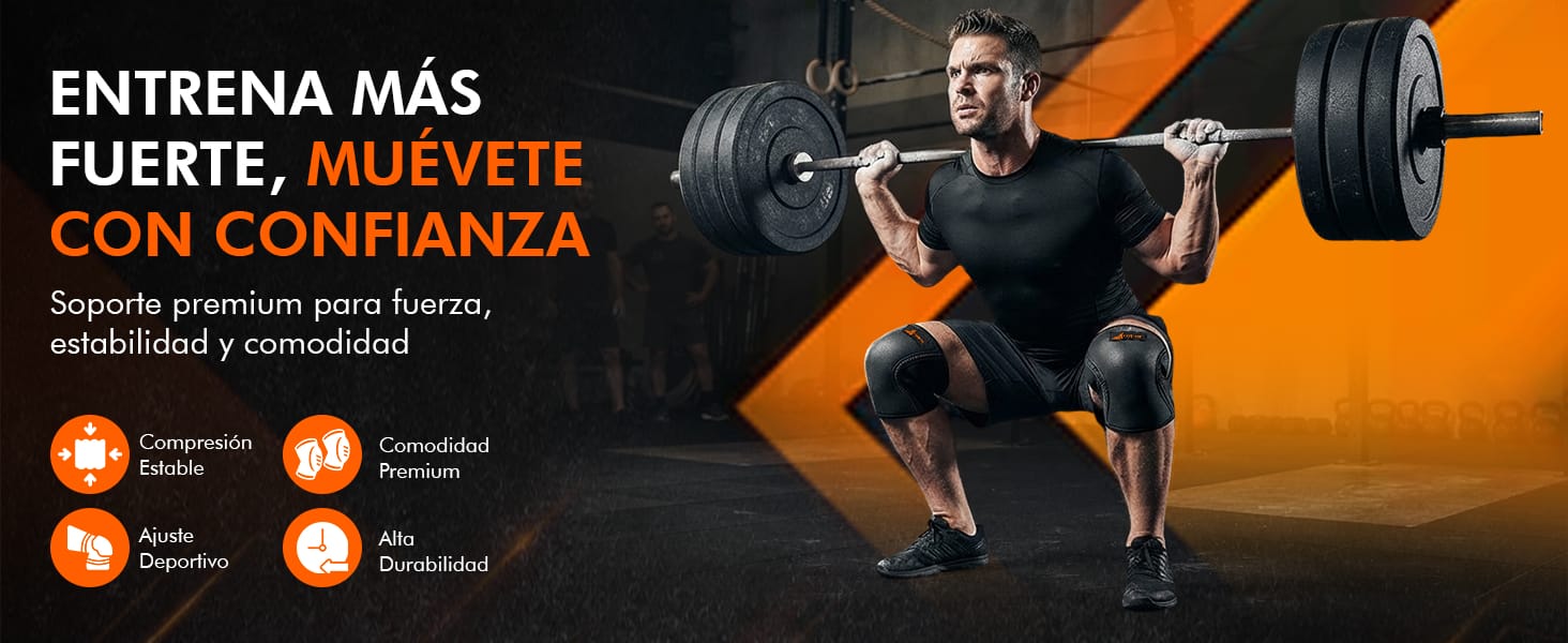 Rodillera de Neopreno para Gym y CrossFit Hyperz | Par — descripción visual 1