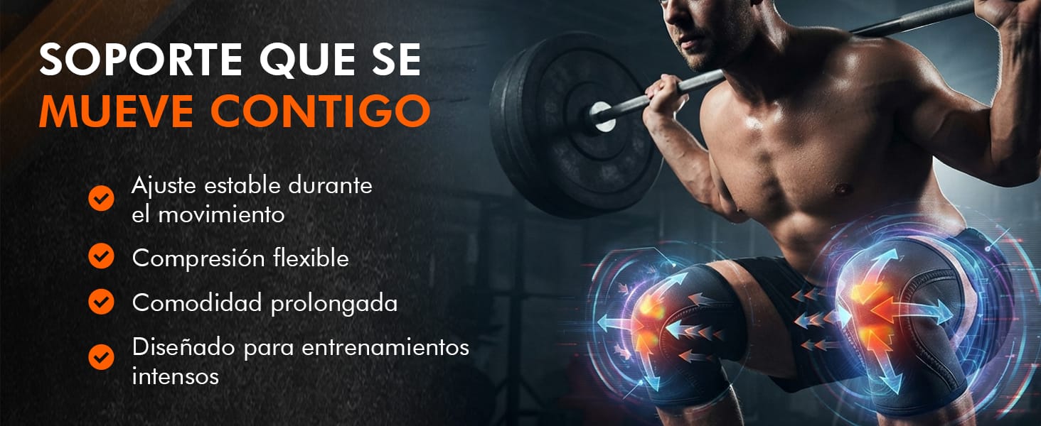 Rodillera de Neopreno para Gym y CrossFit Hyperz | Par — descripción visual 3